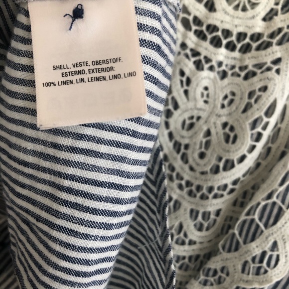 Anthropologie 100% Linen Top with Lace - Size XS - Picture 5 of 6